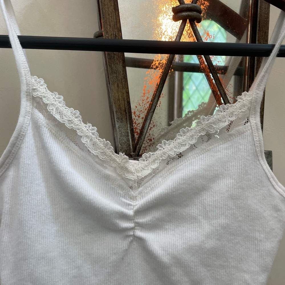 Abercrombie & Fitch White Lace Detail Top